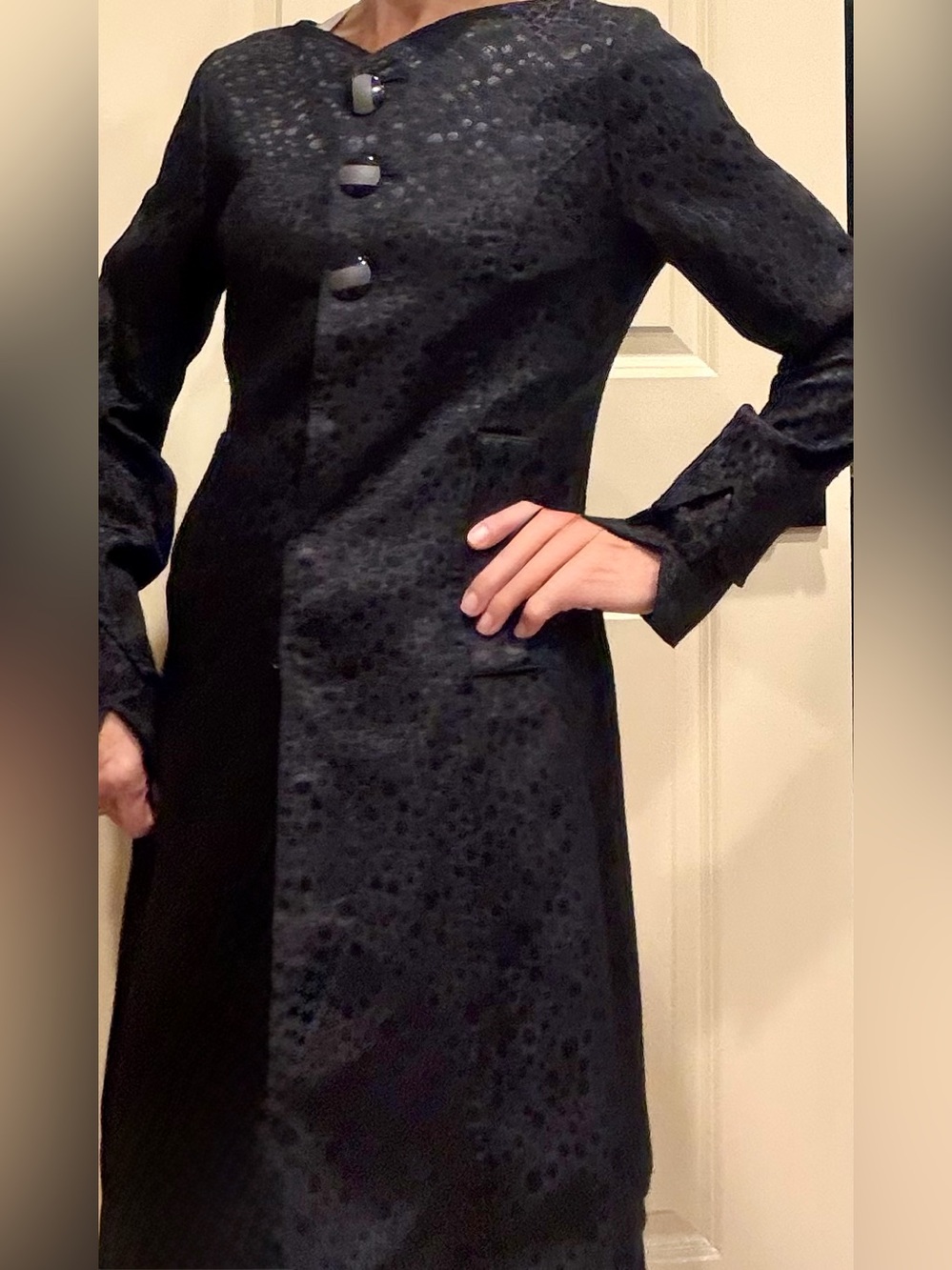 Tulle Vintage Aesthetic Black Button Front Overcoat EUC S